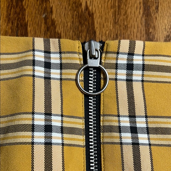 Express Mustard Plaid Mini Skirt with Zipper - Picture 4 of 5